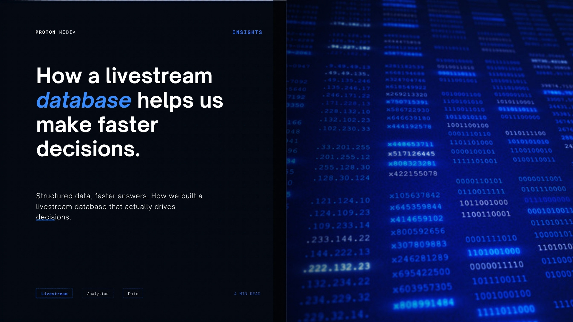 How a Livestream Database Helps Us Make Faster Decisions
