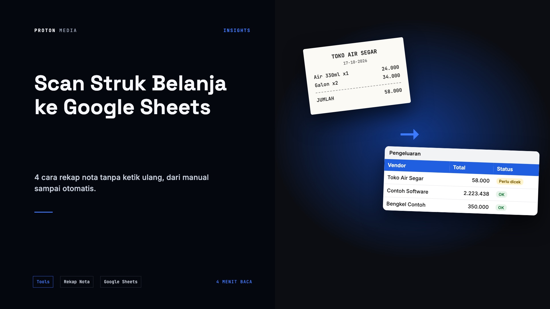 Scan Struk Belanja ke Google Sheets: 4 Cara Rekap Nota Tanpa Ketik Ulang